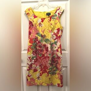 Adrianna Papell Yellow Floral Shift Dress size 12